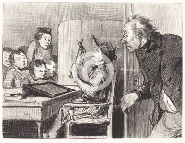 Attends, attends... j'te vas en donner moi du maître d'école!..., 1846.  Creator: Honore Daumier.