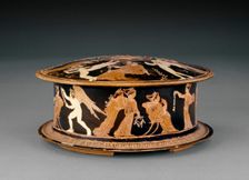 Attic/Arthenian red-figure pyxis, late 5th century BC. Artist: Meidias Painter