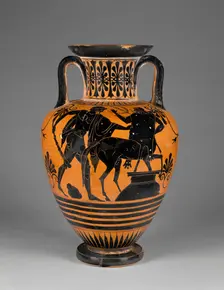 Attic Black-Figure Neck Amphora, about 480-470 or 460 BC. Creator: Group of Würzburg 221