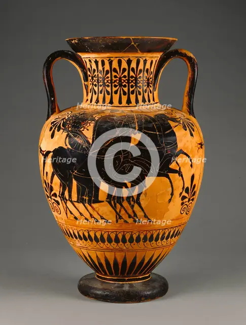 Attic Black-Figure Neck-Amphora, about 520 BC. Creator: Unknown.