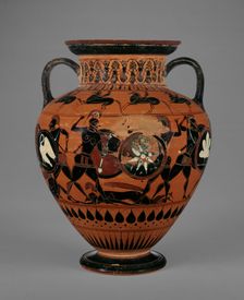 Attic Black-Figure Neck Amphora, about 540 BC. Creators: Painter of London B 174, Workshop of Exekias