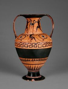 Attic Black-Figure Nikosthenic Amphora with Boxers, about 520 BC. Creators: Painter N, Nikosthenes