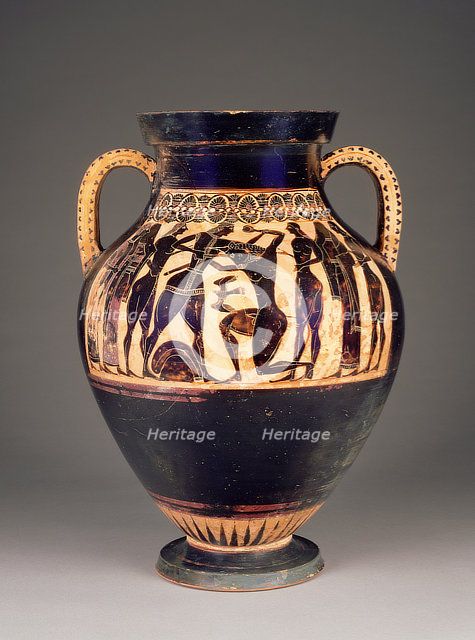 Attic Black-Figure Amphora, 550-540 BC. Creator: Lydos.