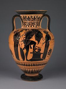 Attic Black-Figure Amphora, about 510 BC. Creator: Leagros Group