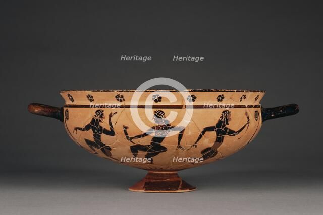 Attic Black-Figure Komast Cup, 580-560 BC. Creator: Painter of Copenhagen 103.