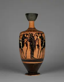 Attic Black-Figure Lekythos, about 500 BC. Creator: Leagros Group