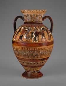 Attic Black-figure with (A) a Wedding Procession and (B) a Combat Scene, 550-545 BC. Creator: Pointed Nose Painter