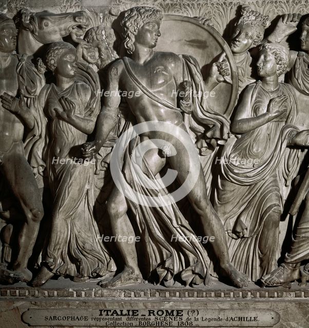Attic sarcophagus depicting Achilles in the Court of King Lycomedes, Greek, c240 (2008).  Creator: Unknown.