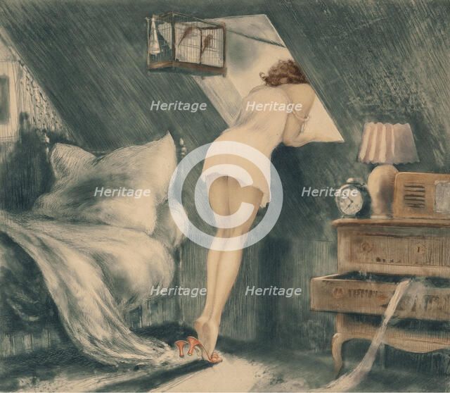 Attic Room, 1940. Creator: Icart, Louis Justin Laurent (1888-1950).