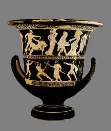 Attic red-figure calyx-crater with two superimposed image friezes, 425BC. Artist: Dinos Painter