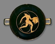 Attic red-figure cup (kylix) showing a boy running with a hoop, 6th-5th century BC. Artist: Colmar Painter