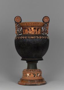 Attic Red-Figure Dinoid Volute Krater and Stand, 390-380 BC. Creator: Meleager Painter
