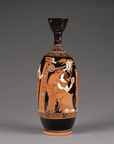 Attic Red-Figure Lekythos, 420-400 BC. Creators: Painter of the Frankfort Acorn, Phintias