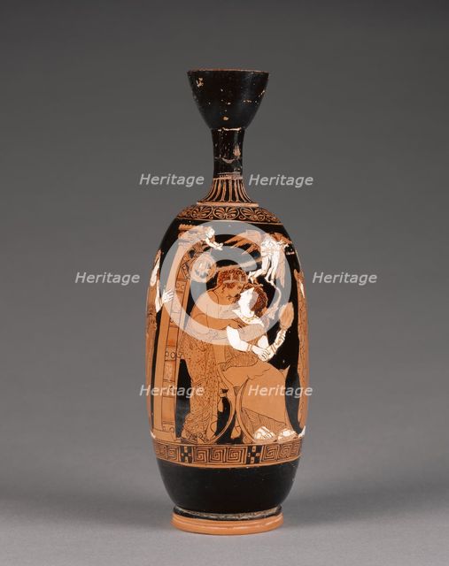 Attic Red-Figure Lekythos, 420-400 BC. Creators: Painter of the Frankfort Acorn, Phintias.