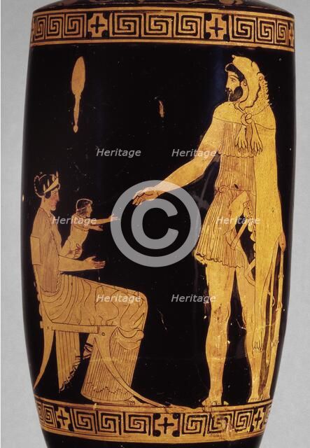 Attic red-figure lekythos with image of Heracles, Dianeira and Hyllos, 5th century BC. Artist: Villa Giulia Painter.
