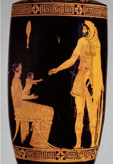 Attic red-figure lekythos with image of Heracles, Dianeira and Hyllos, 5th century BC. Artist: Villa Giulia Painter