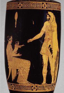 Attic red-figure lekythos with image of Heracles, Dianeira and Hyllos, 5th century BC. Artist: Villa Giulia Painter