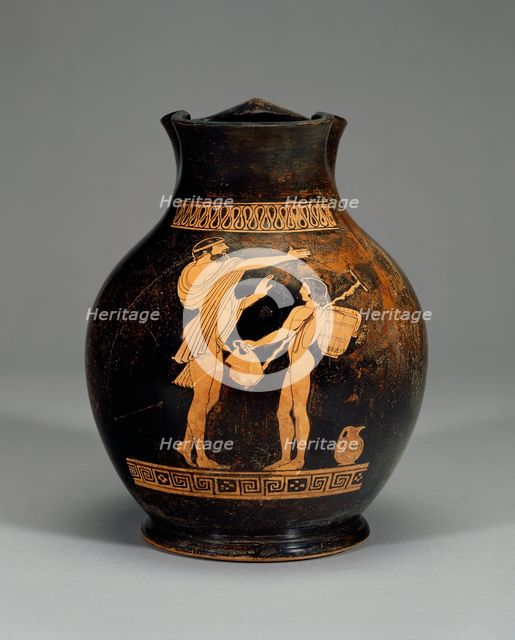 Attic Red-Figure Oinochoe, Shape 3 (Chous), about 470 BC. Creator: Oionokles Painter.