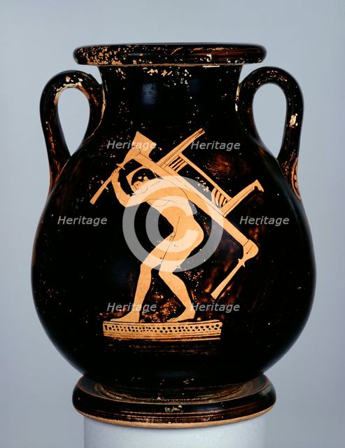 Attic Red-Figure pelike with youth carrying couch and table and man, c480 BC. Artist: Pan Painter.