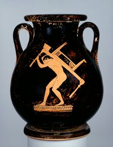 Attic Red-Figure pelike with youth carrying couch and table and man, c480 BC. Artist: Pan Painter