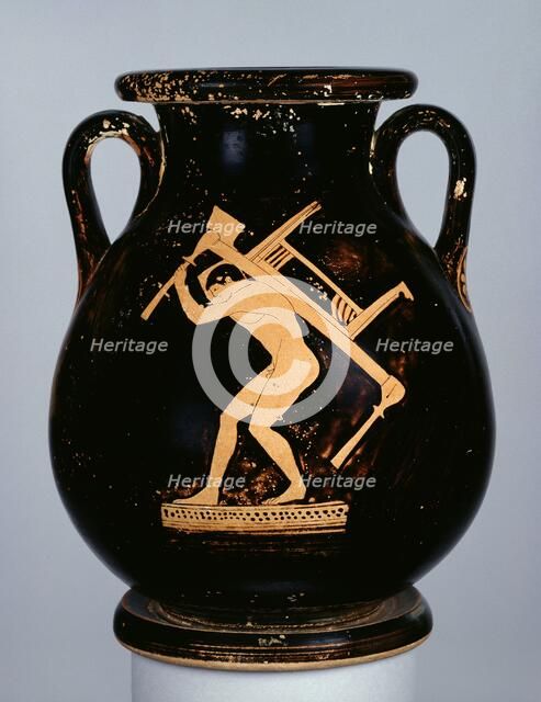 Attic Red-Figure pelike with youth carrying couch and table and man, c480 BC. Artist: Pan Painter.