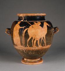 Attic Red-Figure Stamnos, 470-460 BC. Creator: Harrow Painter