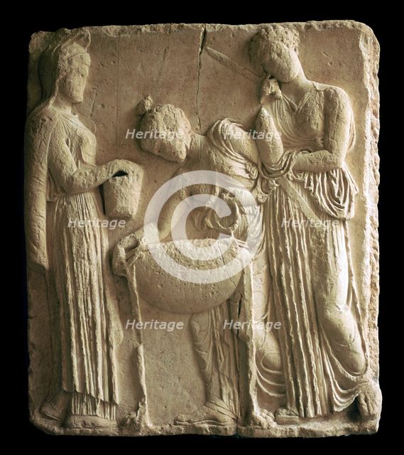 Attic relief of Medea and the daughters of Pelion, 5th century BC. Artist: Unknown