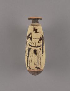 Attic White-Ground Alabastron with an Archer, about 480 BC. Creator: Group of the Negro Alabastra