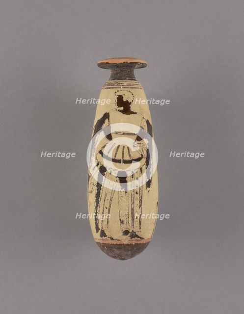 Attic White-Ground Alabastron with an Archer, about 480 BC. Creator: Group of the Negro Alabastra.