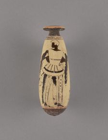 Attic White-Ground Alabastron with an Archer, about 480 BC. Creator: Group of the Negro Alabastra