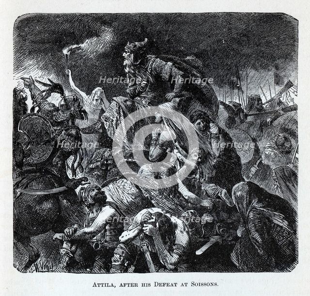 Attila after his Defeat at Soissons, 1882. Artist: Vogel, Hermann (1854-1921)