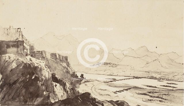 Attock on the Indus River- From a Drawing, 1858-61. Creator: Unknown.