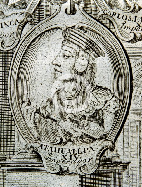 Atahualpa (1500-1533), last emperor of Peru, detail of engraving 'Astronomical and Physical Obser…
