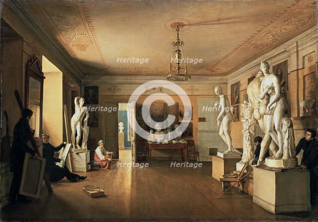 'Atelier of the Artist Alexei Venetsianov in St Petersburg', 1827.  Artist: Alexander Alexeyev