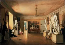 Atelier of the Artist Alexei Venetsianov in St Petersburg 1827. Artist: Alexander Alexeyev