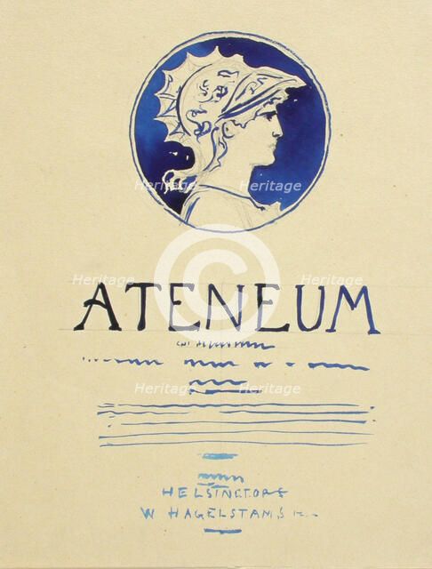 Ateneum magazine cover proposal, published by Wentzel Hagelstam, 1898-1899. Creator: Albert Edelfelt.