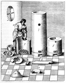 Athanor or Slow Harry a self-feeding furnace maintaining a constant temperature, 1683