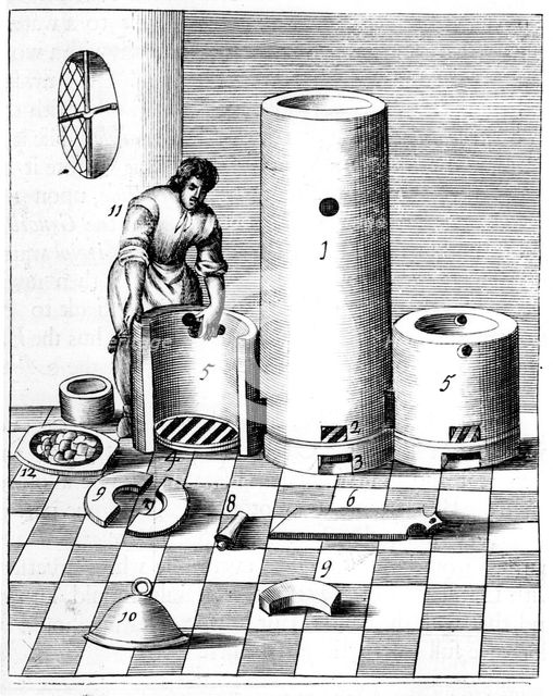 Athanor or 'Slow Harry', a self-feeding furnace maintaining a constant temperature, 1683. Artist: Unknown