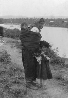 Athapascan Indian mother and children, between c1900 and 1923. Creator: Unknown