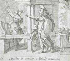 Athena Changing Arachne into a Spider, published 1606. Creators: Antonio Tempesta, Wilhelm Janson
