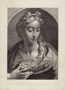 Athena, from Cabinet Reynst; Variarum imaginum a celeberrimis artificibus pictarum..., c. 1650. Creator: Cornelis de Visscher