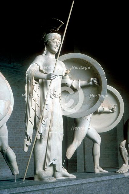 Athena from part of the West Pediment of the Temple of Aphaia,  Aegina, Greece, c500-480 BC. Artist: Unknown