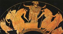 Athena presides over the voting for the award of the arms of Achilles, c. 490 BC. Creator: Duris (Douris), (Vase painter) (ca. 505-465 BC)