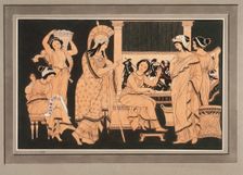 Athena with Penelope, who is busy weaving, c1832. Creator: Philipp Veit