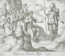 Athena with the Muses, published 1606. Creators: Antonio Tempesta, Wilhelm Janson
