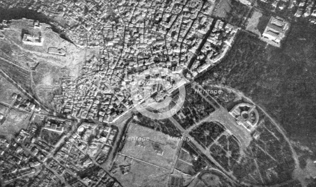 'Athenes vue en avion; L'Acropole. Le Zappeion et le Palais de Roi', 1916. Creator: Unknown.