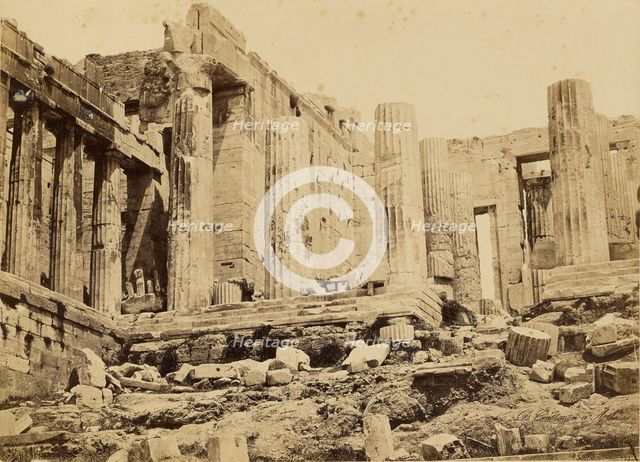 Athens - Acropolis, Propylea from the west, 1865. Creator: Konstantinos Dimitriou.