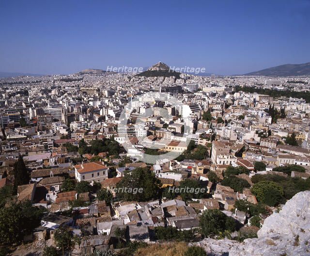 Athens and Mt Likavittos, Greece, 2018. Creator: Ethel Davies.