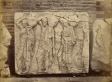 Athens - sculptural fragment, Parthenon frieze, 1865. Creator: Konstantinos Dimitriou