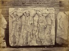 Athens - sculptural fragment, Parthenon frieze, 1865. Creator: Konstantinos Dimitriou